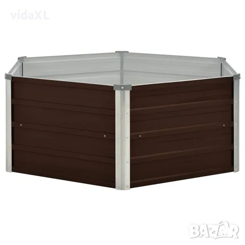 vidaXL Повдигната леха, кафява, 129x129x45 см, поцинкована стомана, снимка 2 - Саксии и кашпи - 56147584