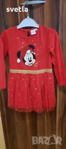 Коледна рокля звездики с Мини маус, снимка 3 - Бебешки рокли - 33905438