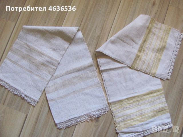 19в. кенарени кърпи с ръчно плетена дантела-2 броя