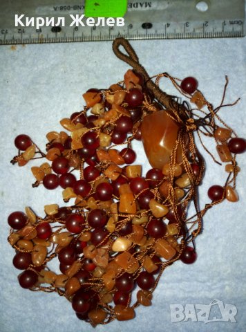 ВЕЛИКОЛЕПНА СКЪПОЦЕННА РЕТРО АРТ ХЕНД МЕЙД ОГЪРЛИЦА от НАТУРАЛЕН КАРНЕОЛ и КЕХЛИБАР 39224, снимка 13 - Колиета, медальони, синджири - 42091206