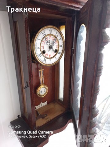 Стар стенен механичен часовник дърворезба , снимка 5 - Антикварни и старинни предмети - 37876537