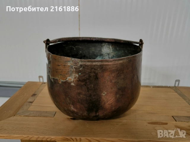 Медно менче използвано за кашпа , снимка 2 - Саксии и кашпи - 52339822