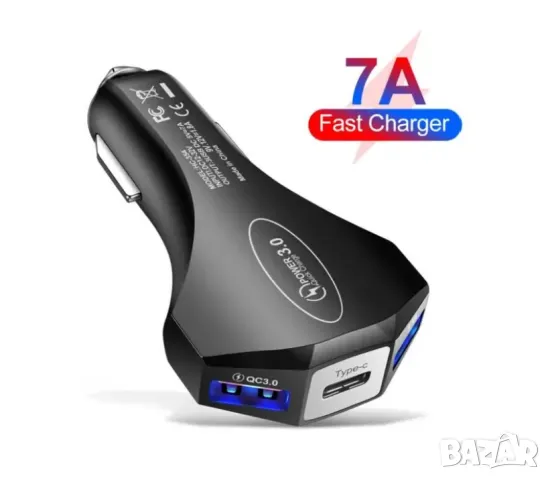 3.0 USB Бързо зарядно за кола, 12-24V Type-C 3.1A