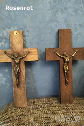  Двойка кръстове дърво бронз, снимка 2 - Икони - 30337295