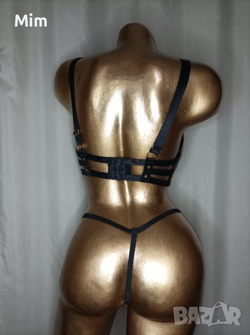  Hunkemoller 70E К-т Черен кожен сутиен с чокър и кожена прашка, снимка 8 - Бельо - 38640076