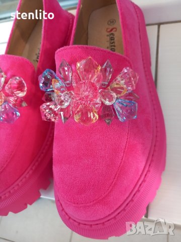 Нови Дамски мокасини цвят фуксия, снимка 9 - Дамски елегантни обувки - 44335827