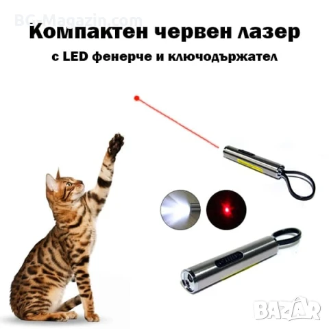 Малък червен лазер за котки мини лазерче пойнтер фенер ключодържател за кучета играчка фенерче