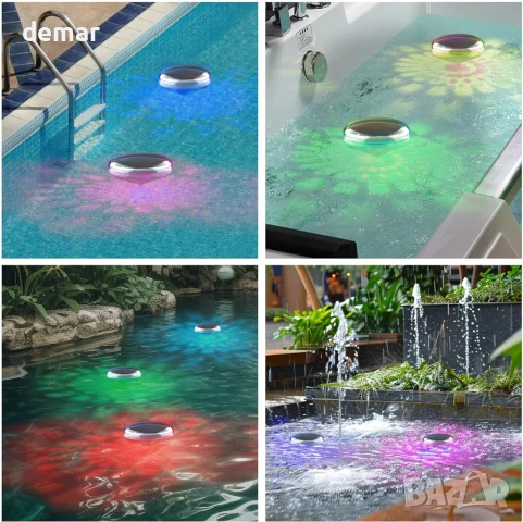 Соларни осветителни тела за басейн Toowell, 2 броя, плаващи с дистанционно, IP68, снимка 5 - Басейни и аксесоари - 51234950