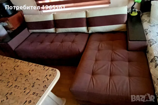 Продавам разтегателен диван с лежанка, снимка 3 - Дивани и мека мебел - 56496594