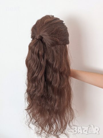 Фризьорска тренировъчна глава с ЕСТЕСТВЕНА коса 60см +стойка +аксесоари, снимка 8 - Аксесоари за коса - 32027308