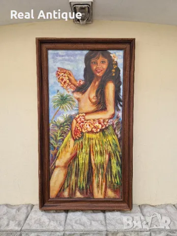 Уникална антикварна испанска картина масло върху платно 