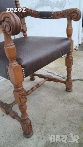 Ретро кресло-трон масив , снимка 4 - Дивани и мека мебел - 53948823