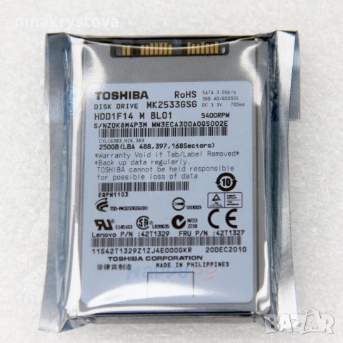 HDD  1.8` mSATA 250Gb A TOSHIBA MK2533GSG , снимка 1 - Твърди дискове - 44180128