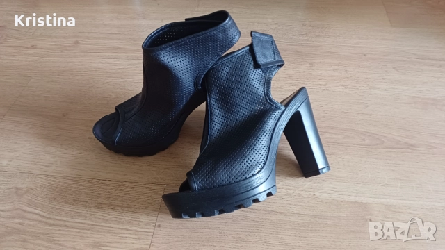 Нови черни токчета от естествена кожа