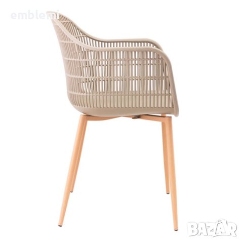 Стол градински трапезен Berry Бежав с кафеви крака, снимка 5 - Столове - 44294759