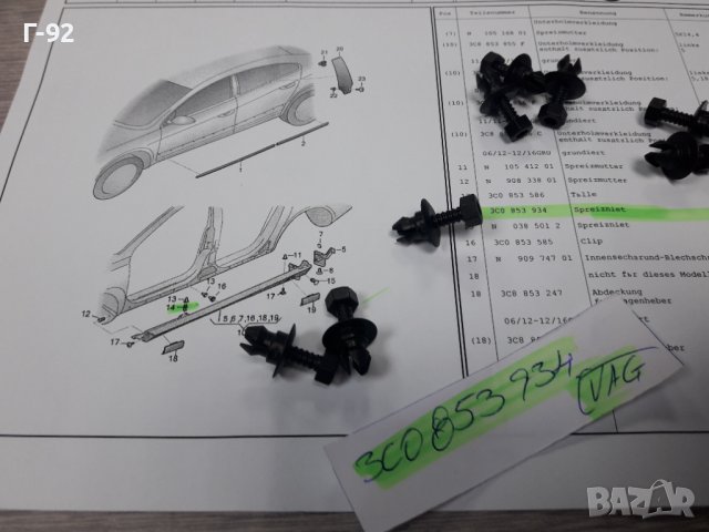 3C0853934**NEU**VAG**ЩИПКИ ЗА ПРАГОВЕ**