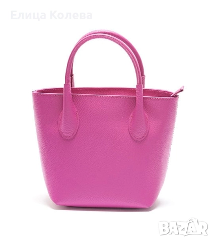 Mangotti малка дамска цикламена чанта естествена кожа , снимка 5 - Чанти - 52587955