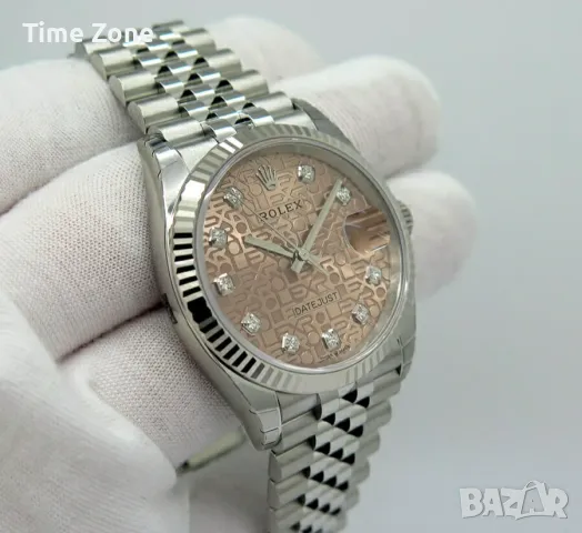 Rolex Datejust 36mm Steel Pink Dial Diamond Automatic Дамски Различни Варианти, снимка 3 - Дамски - 48183246