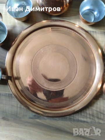Старинен сервиз от кована мед/Antique set of wrought copper, снимка 11 - Антикварни и старинни предмети - 36691097
