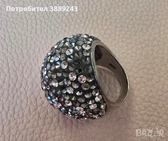 Сребърен пръстен с кристали 925, снимка 3 - Пръстени - 49312982