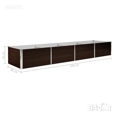 vidaXL Градинска висока леха кафява 320x80x45 см поцинкована стомана, снимка 8 - Саксии и кашпи - 56147581