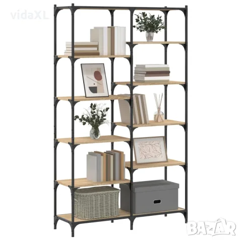 vidaXL Етажерка дъб сонома 100x32x170 см инженерно дърво и желязо, снимка 3 - Етажерки - 56148122