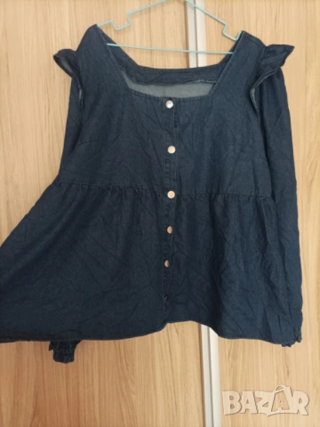 Макси дънкова блуза , снимка 3 - Блузи с дълъг ръкав и пуловери - 53955582