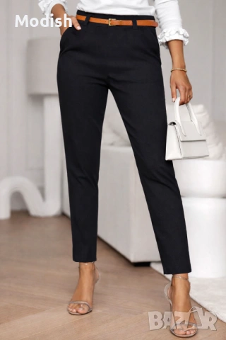 Еластичен дамски панталон с колан 9201