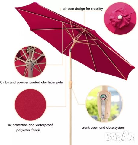 ПРЕОЦЕНЕН Плажен чадър / Градински Чадър с чупещо се рамо F900A02, снимка 5 - Градински мебели, декорация  - 38931990