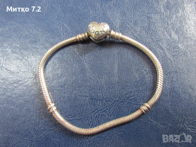 Сребърна гривна Пандора, снимка 3 - Гривни - 50481482