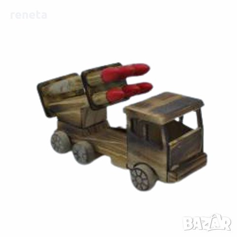 Камион , С ракети, Дървен,Кафяв, 18,5х8,5х7 см.