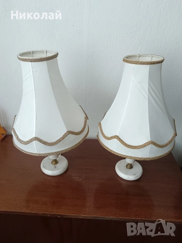 Стари нощни лампи / Мраморни / Мрамор, снимка 2 - Настолни лампи - 54052599