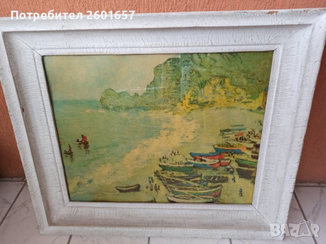 Красива репродукция на картина на Клод Моне в масивна дървена рамка