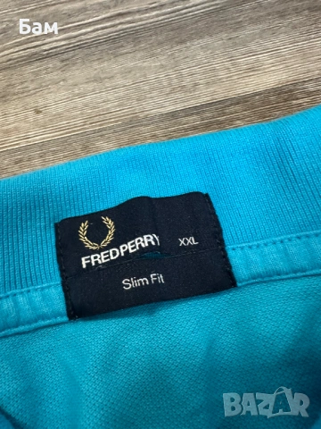 Оригинална мъжка тениска с яка Fred Perry размер ХХЛ (Slim Fit), снимка 4 - Тениски - 54353510