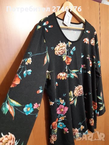 НОВО!Размер 56-3xlи58-4xlПрекрасна блузка с цветя,БГ произв., снимка 4 - Блузи с дълъг ръкав и пуловери - 35361941