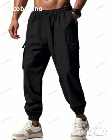 Мъжки ленени ежедневни спортни панталони с маншети и с множество джобове, 4цвята , снимка 13 - Панталони - 50677986