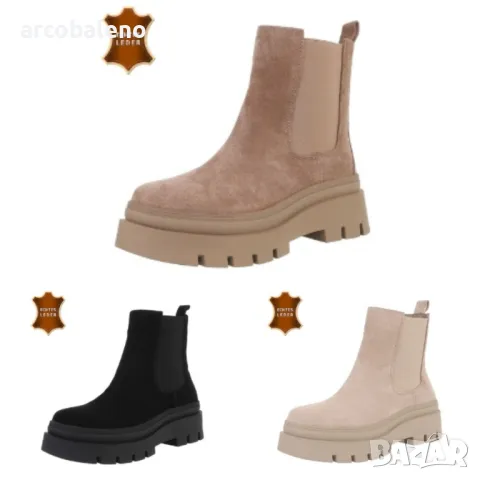 Дамски боти Челси от естествена кожа, 3цвята 
