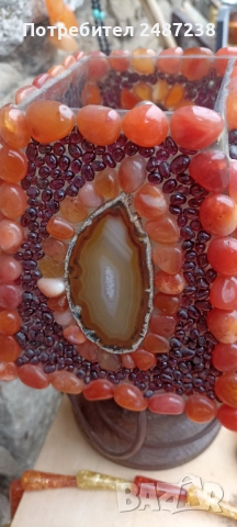 Чифт настолни лампи с полускъпоценни камъни и минерали