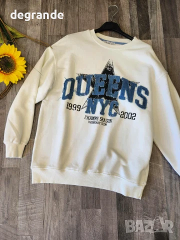 Спортна блуза Queens бяла и черна 