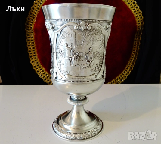 Величествен калаен бокал,чаша от калай 600 мл.,WMF. , снимка 5 - Антикварни и старинни предмети - 51446715