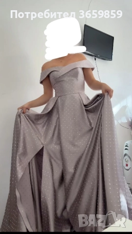 Лилава бална рокля с камъчета, снимка 3 - Рокли - 52795914