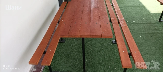 Градинска маса с пейки два броя., снимка 2 - Градински мебели, декорация  - 51125007