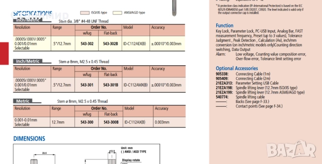 Индикаторен часовник Mitutoyo 543-300B  , снимка 13 - Шублери - 52846061