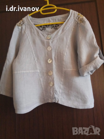 ленено светлосиньо сако с дантела , снимка 1