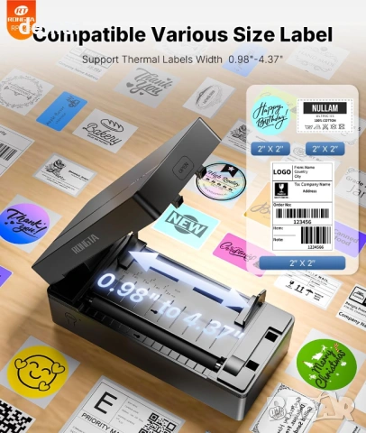 Rongta Bluetooth термален принтер за етикети 4x6 безжичен Еконт Спийди, снимка 3 - Принтери, копири, скенери - 54014392