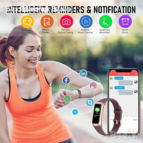 Нова Смарт гривна с цветен дисплей, крачкомер, сън, калории, известия, снимка 6 - Смарт гривни - 51897697