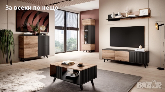 Витрина RANDOM W-1 дъб вотан/черно Код P1345, снимка 7 - Секции и витрини - 52016317