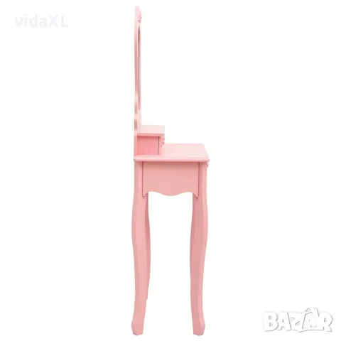 vidaXL Комплект тоалетка с табуретка, розов, 50x59x136 см, пауловния, снимка 3 - Тоалетки - 56146637