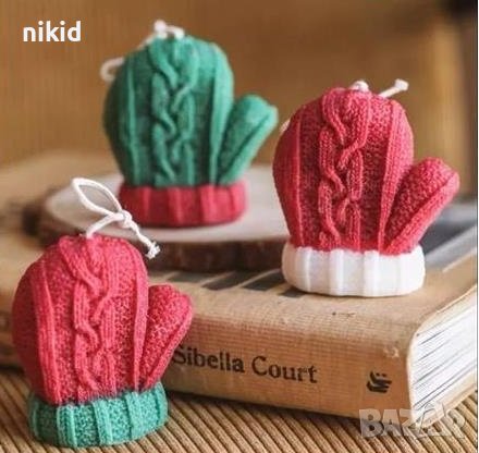 3D Плетена зимна ръкавица силиконов молд форма калъп фондан шоколад гипс сапун декор свещ, снимка 3 - Форми - 23672738