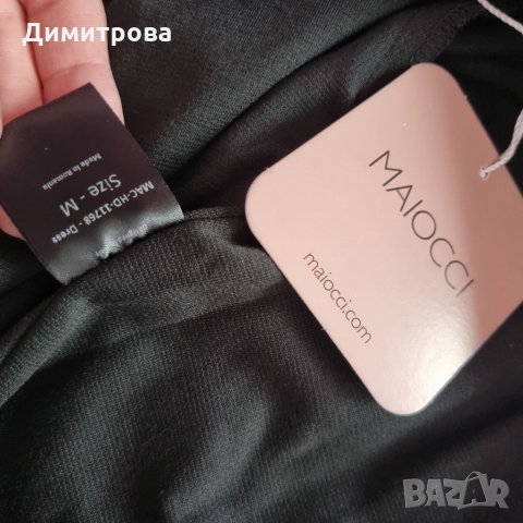 НОВА черна рокля с кожени детайли Maiocci , снимка 3 - Рокли - 34544138